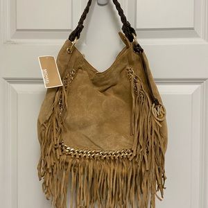 Brand new Michael Kors tan fringe suede bag